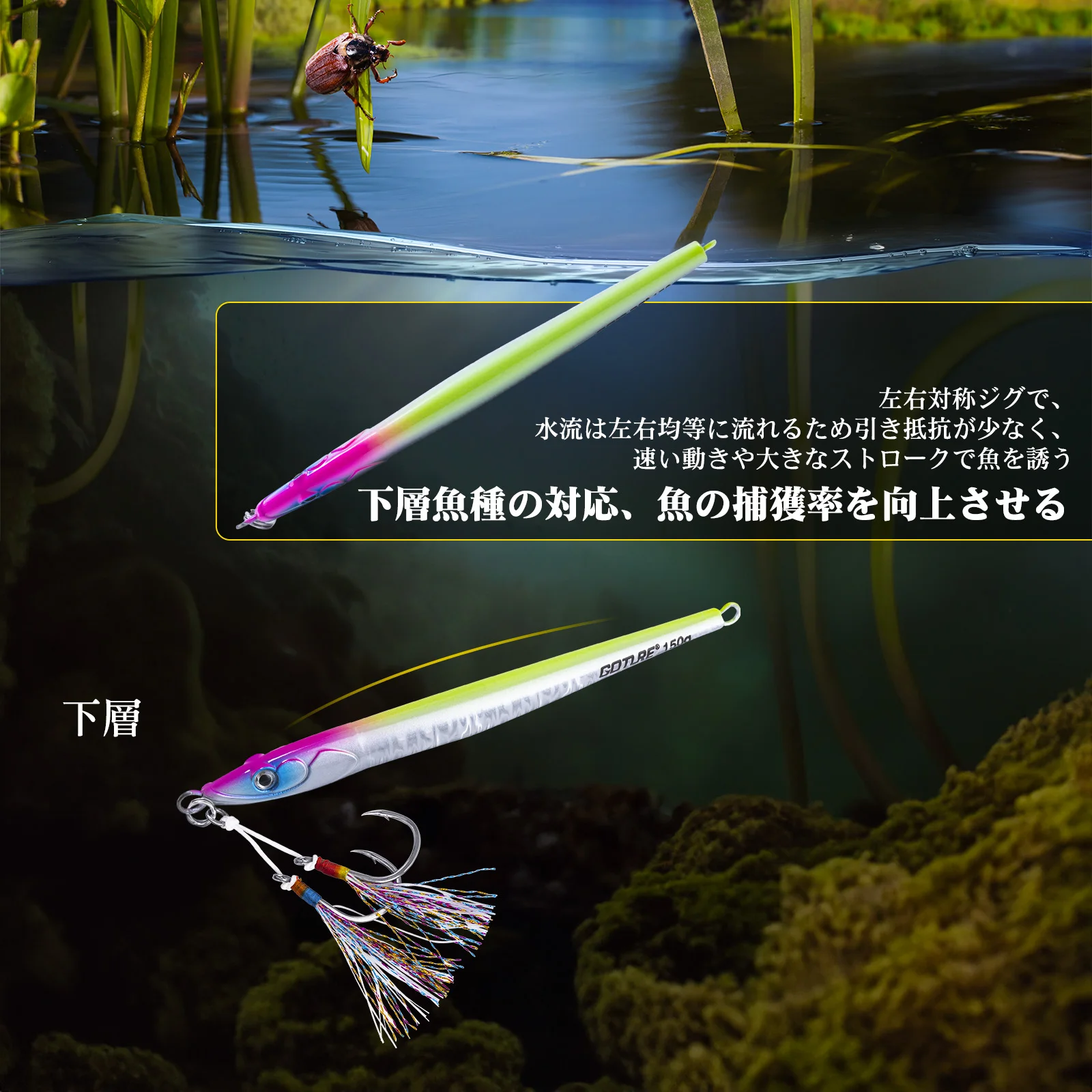 Goture-señuelo de pesca Jigging de hundimiento rápido, 150g, 200g, barco, richa de mar, pesca brillante, cebo Vertical duro de Metal con anzuelo auxiliar - imagen 5