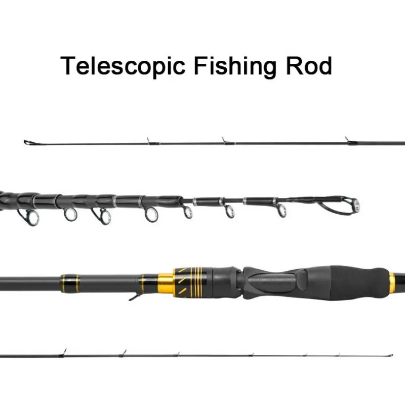 Caña de pescar de carbono de 1,8 M-2,1 M, caña de pescar telescópica de fundición giratoria MH, caña de pescar de peso ultraligera, aparejos de pesca de viaje - imagen 3