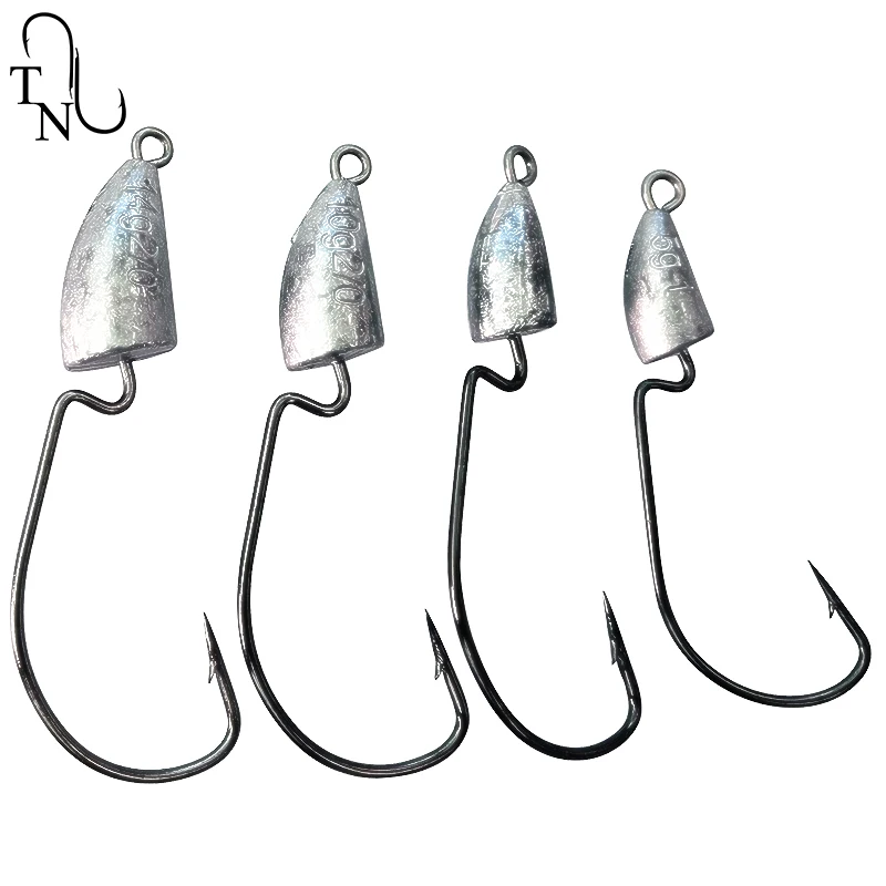 TN77 anzuelo de cabeza plomada de manivela, 5g, 7g, 10g, 14g, anzuelos de gusano suave, cabeza plomada de bala de acero inoxidable, anzuelos de pesca para pesca - imagen 3