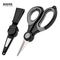 Booms Fishing S06 tijeras de línea trenzada mango antideslizante de acero inoxidable con funda cortador de alambre afilado herramientas de equipo de pesca de mar