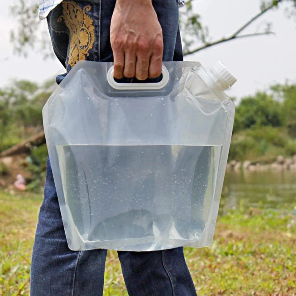 Bolsa de almacenamiento de agua portátil de 5L, contenedor de agua deportivo hecho de Material PE con asa, accesorio plegable para Picnic y acampada al aire libre - imagen 4