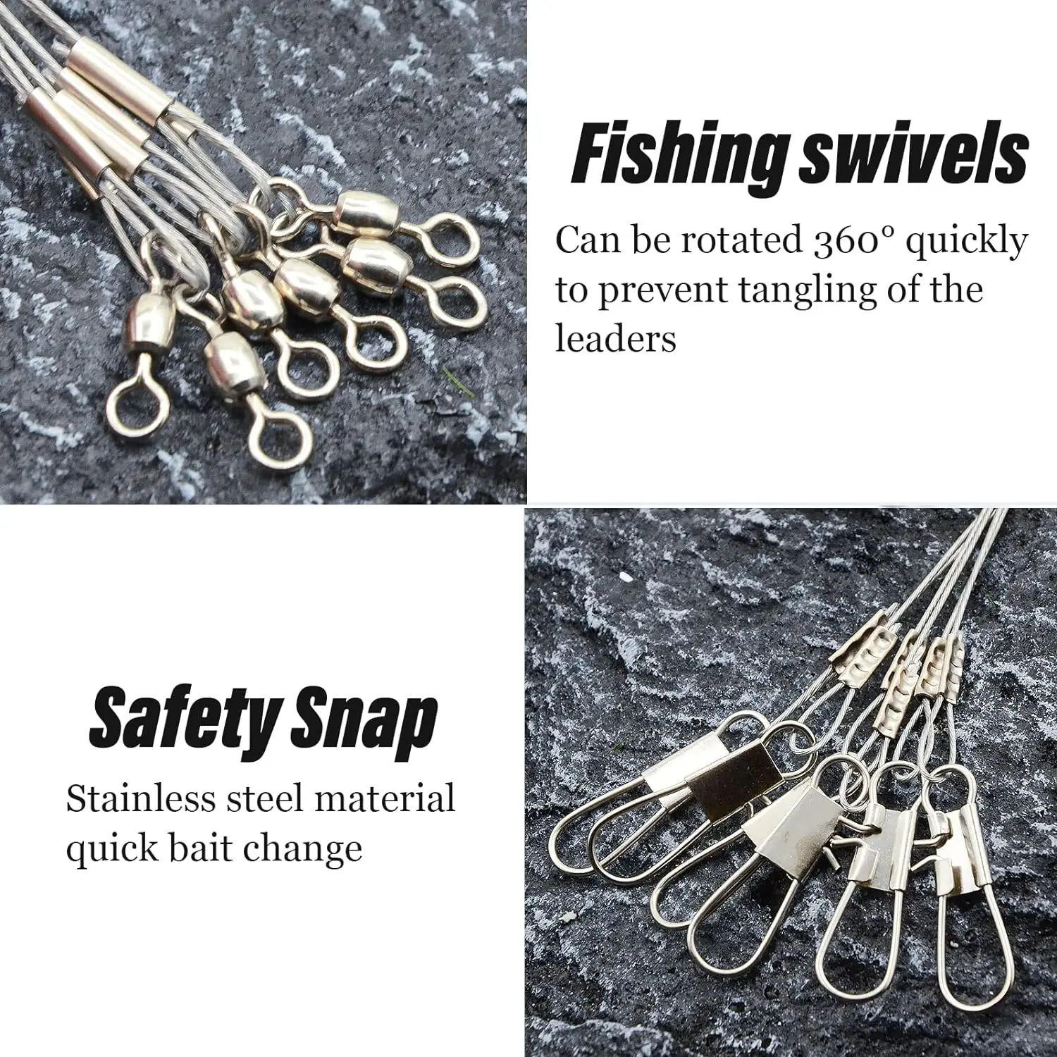 Acero inoxidable con broches giratorios y cuentas para rig de pesca - imagen 5