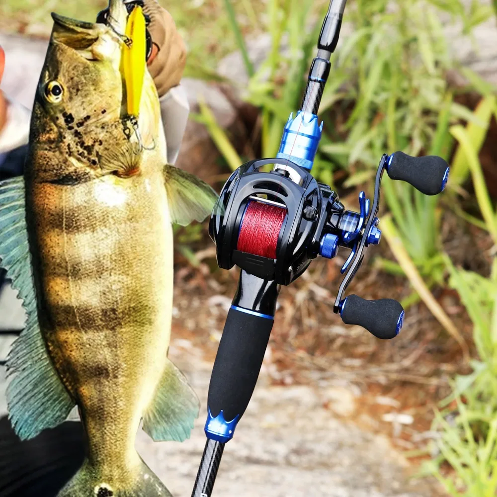 Sougayilang-caña de pescar y carrete de Baitcasting, aparejo de carbono, 4 secciones, caña de pescar, juego de ruedas, 2,1 m - imagen 5