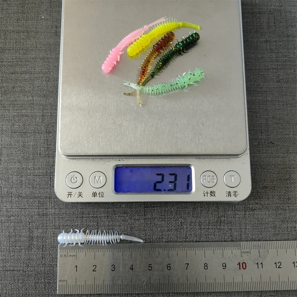 MUKUN 50 Uds Mini Ajing señuelo de pesca suave 0,45g/45mm Artificial Swimbait Jig Wobbler cebo de lubina aparejos de pesca cebo suave - imagen 5