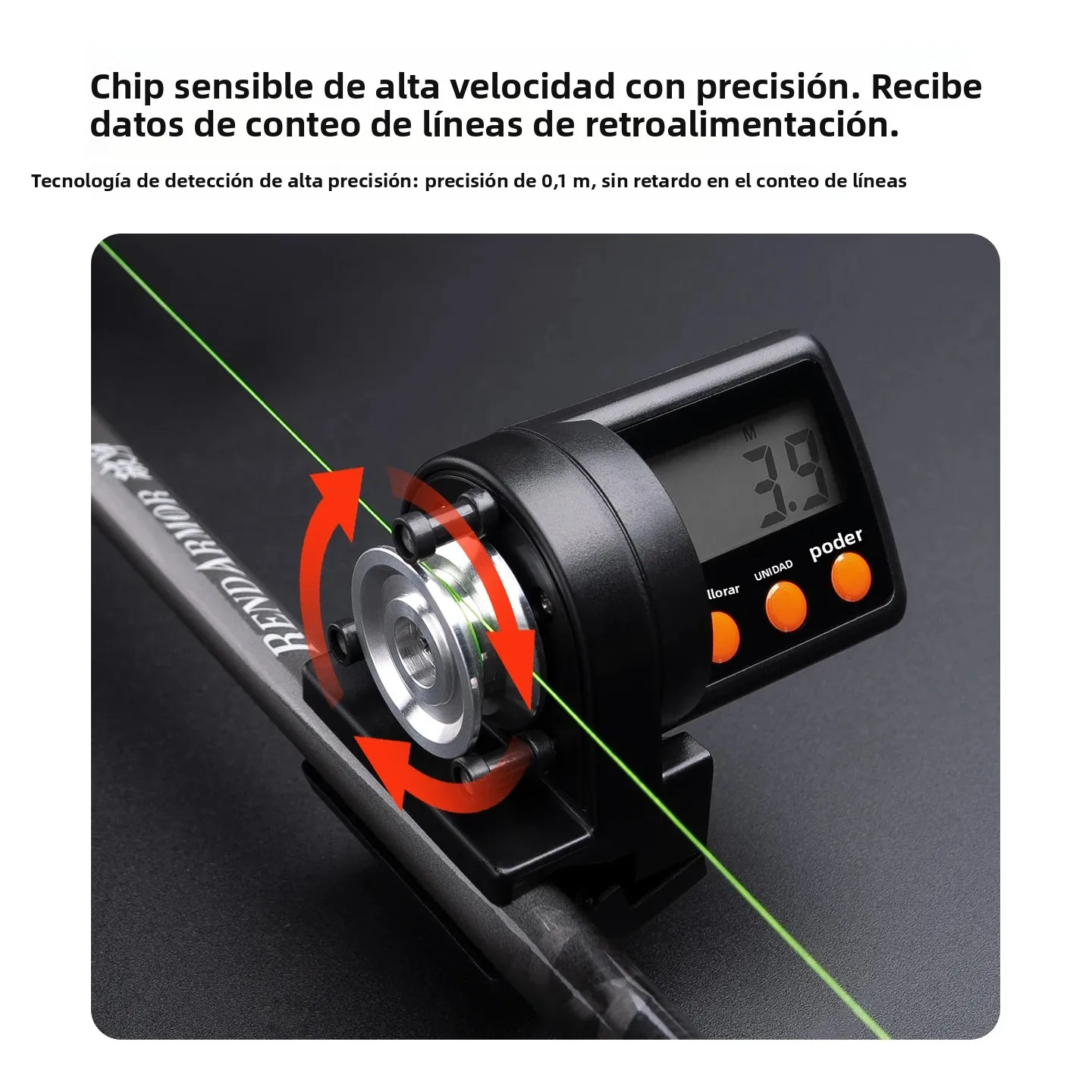 Contador de sedal de pesca con pantalla Digital de 999,9 M para niños, contador de sedal de pesca nocturna ABS, accesorios de pesca (baterías no incluidas) - imagen 5