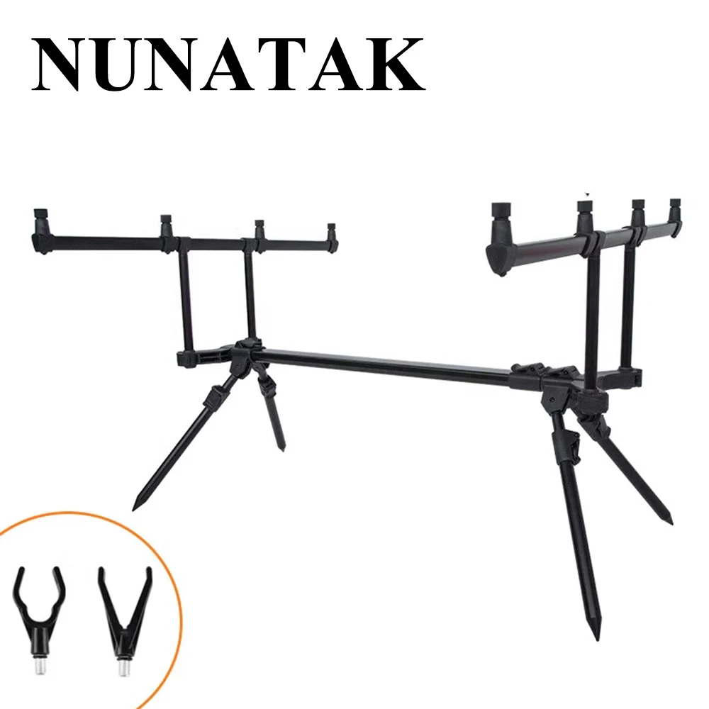 Soporte para caña de pescar NUNATAK, soporte plegable de 4 pies para carpa, marco de soporte para caña de alto carbono, soporte para pesca en el mar, herramientas de pesca de carpa
