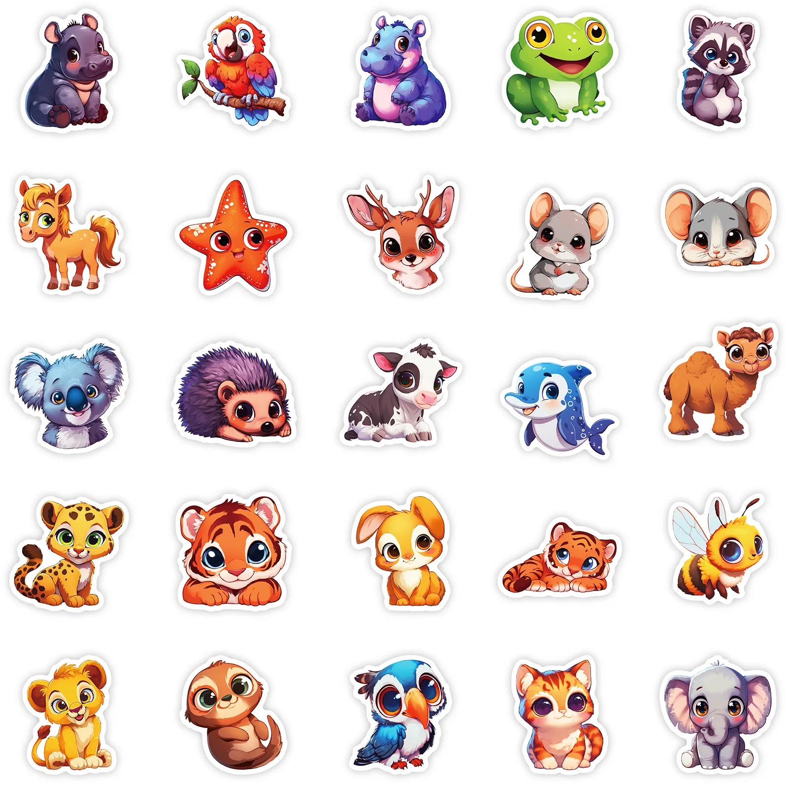 50 Uds. De pegatinas de grafiti de dibujos animados de animales de ojos grandes, bricolaje, teléfono, guitarra, portátil, maleta, pegatina impermeable, juguetes para niños, regalos - imagen 5