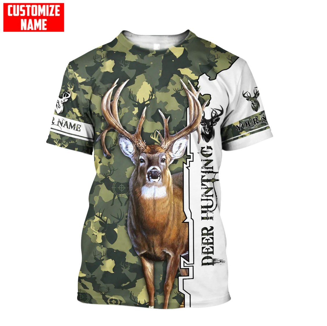 Camiseta personalizada con nombre de caza de ciervos y estampado 3D para hombre, camiseta fresca de verano Unisex de manga corta, camisetas informales TX254 - imagen 2