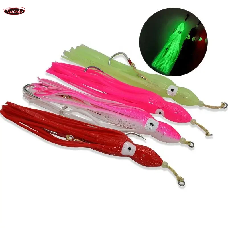 TAKEDO JY52 200mm 40g 55g 5/0 7/0 BK * 8062 gancho de plástico suave señuelo de pesca Trolling señuelo de Jigging pulpo gancho auxiliar falda de calamar - imagen 3