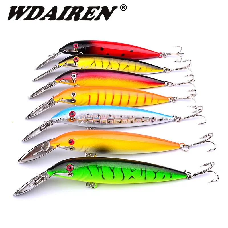 Señuelos de pesca Minnow, 14cm, 16,2g, Wobblers de buceo profundo, cebo duro Artificial, barco de arrastre, mar para lubina, aparejos de pesca, 1 ud. - imagen 2