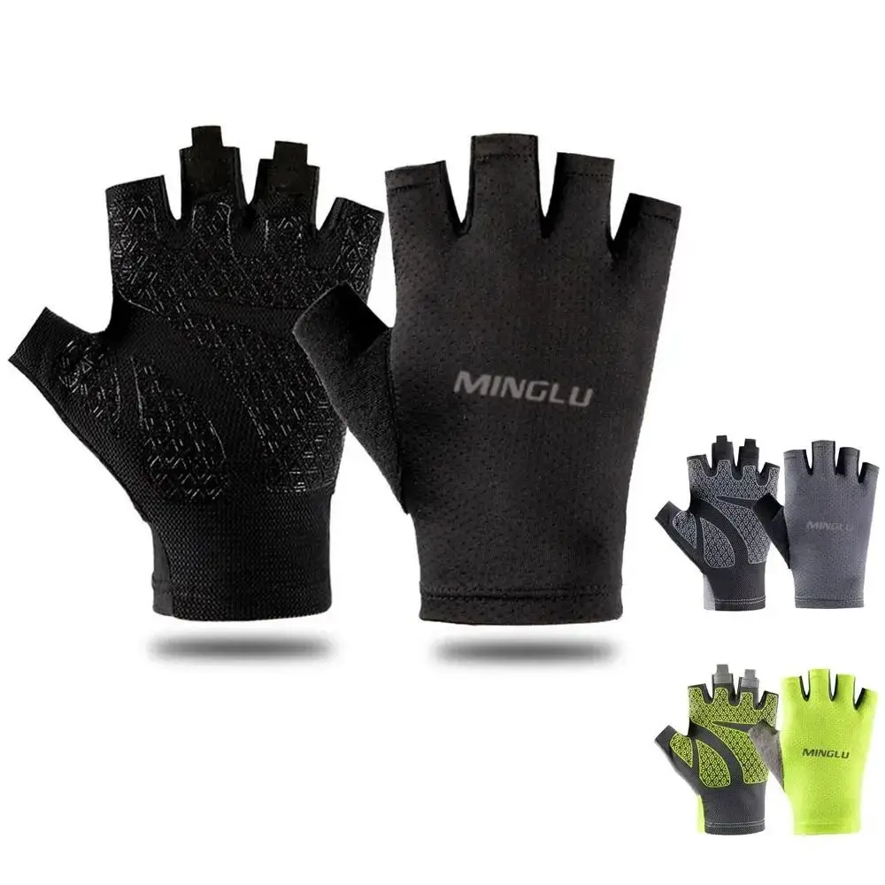 Guantes de ciclismo de medio dedo, ligeros, acolchados, absorbentes de golpes, sin dedos, protectores y transpirables, 1 par - imagen 4
