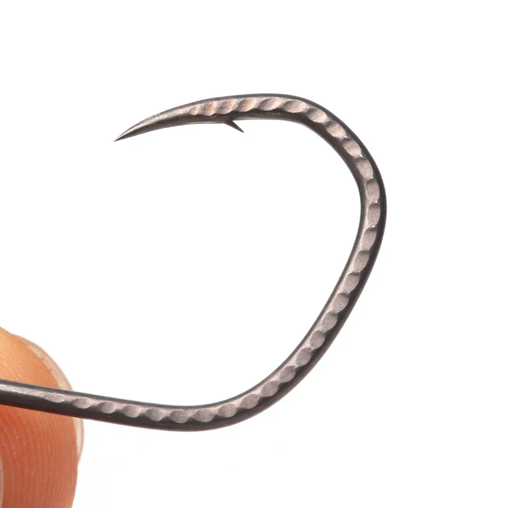 30 Uds. Anzuelo loco de acero rico en carbono, manivela negra mate, anzuelo de gusano, lubina, trucha, aparejos de pesca dorados 1/0 2/0 3/0 - imagen 5