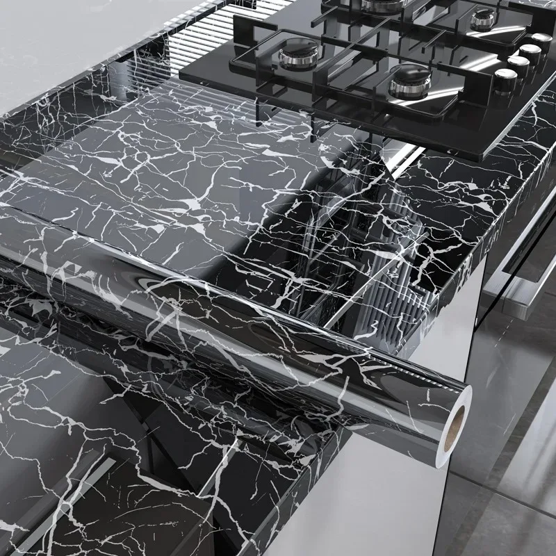 Rollo de 5m de 60cm de ancho, papel tapiz de mármol impermeable, pegatina de papel para pared, autoadhesivo para baño, cocina, encimera, película decorativa para el hogar - imagen 5