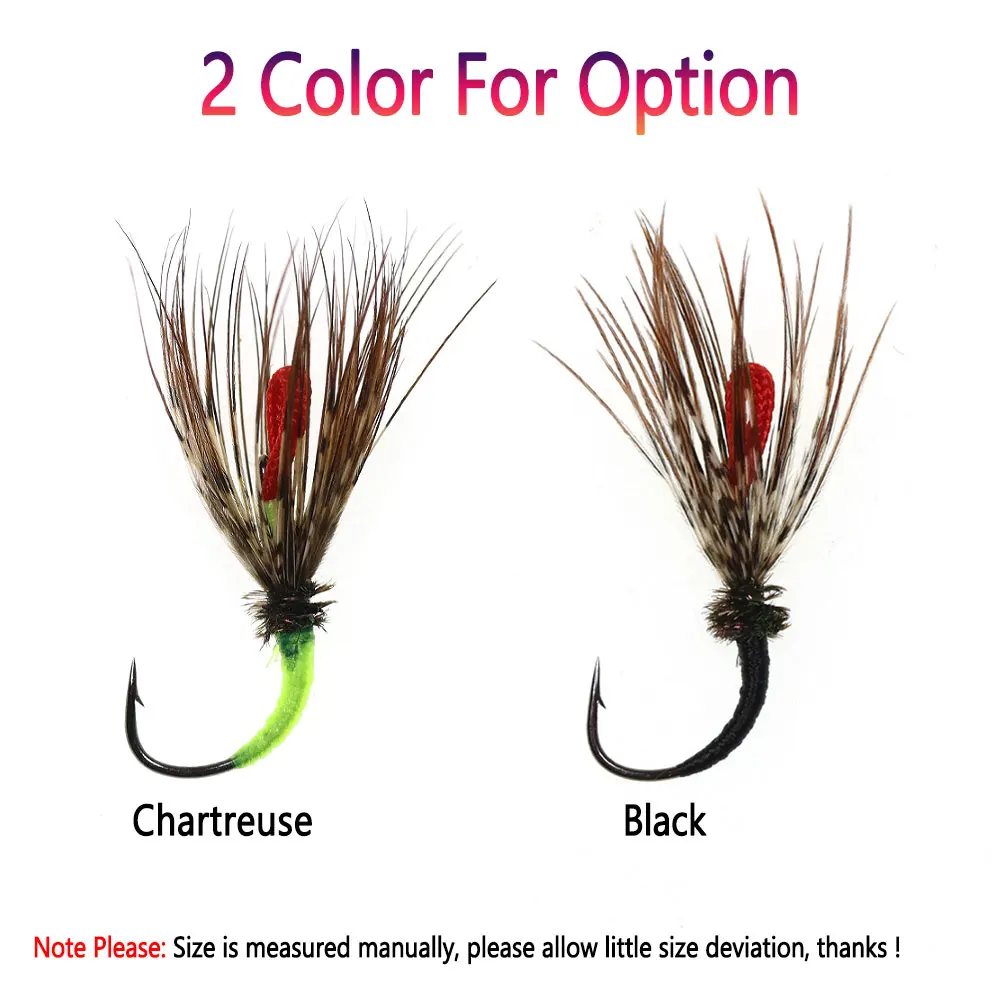 Bimoo 6PCS # 12 los prácticos moscas Tenkara paracaídas Grizzly Hackle mosca húmeda Kebari trucha Steelhead Grayling cebo de pesca señuelos - imagen 4