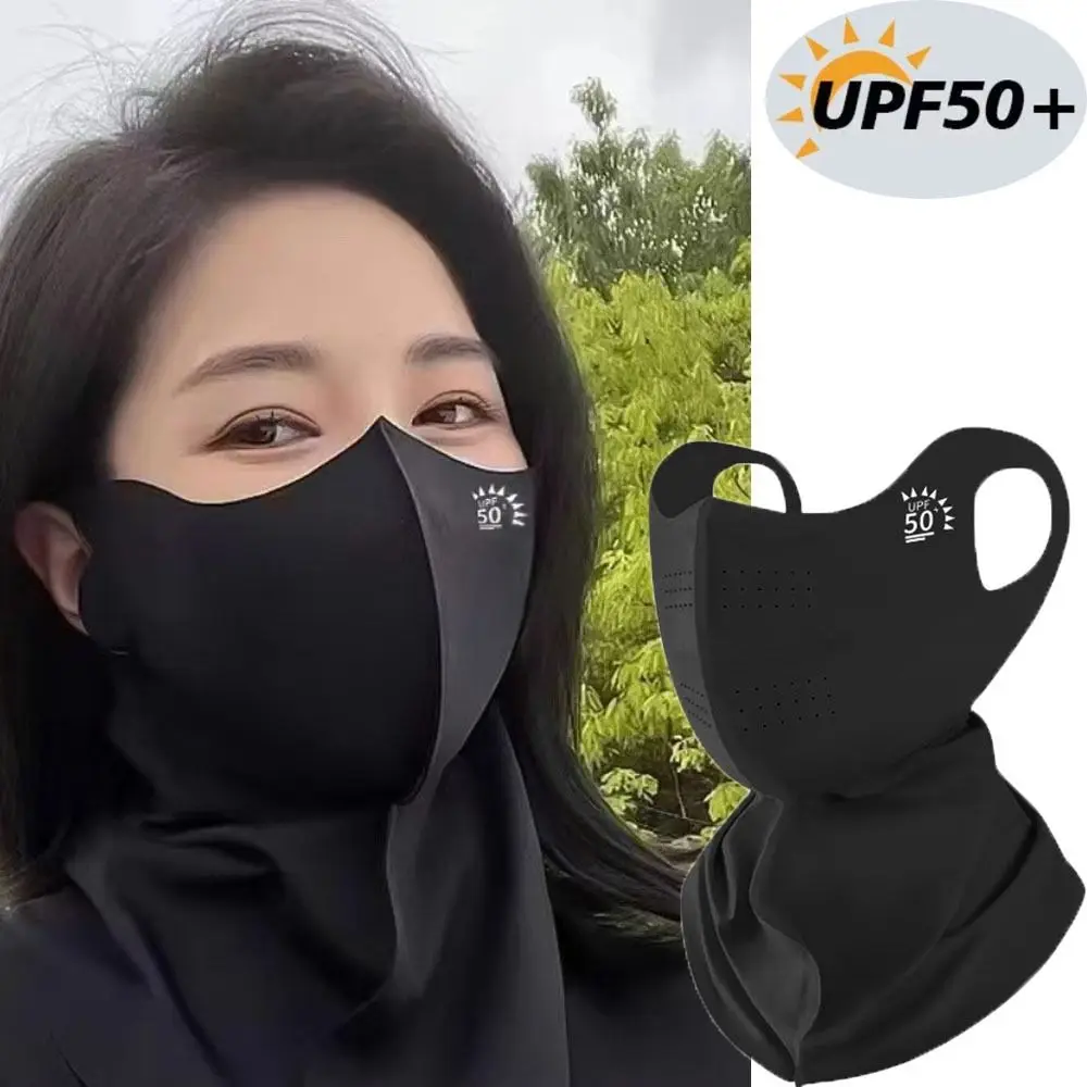 Máscara de protección solar de seda de hielo a la moda UPF50 + bufanda transpirable Anti-UV para el cuello máscara facial parasol 3D a prueba de polvo verano - imagen 4