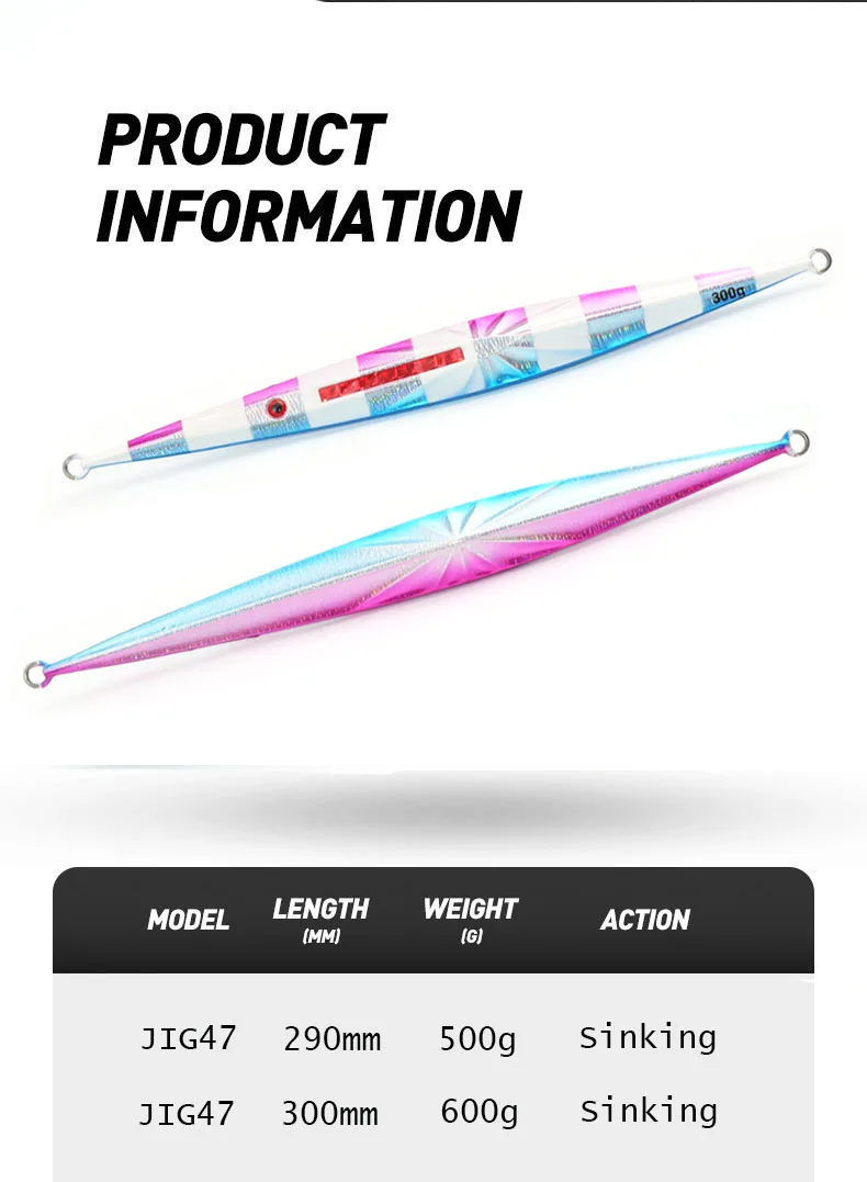 VOLIN-Cebo duro luminoso para agua salada, señuelos Jigging de 500g, 600g, plantillas de Metal de caída rápida, 1 unidad, nuevo - imagen 3