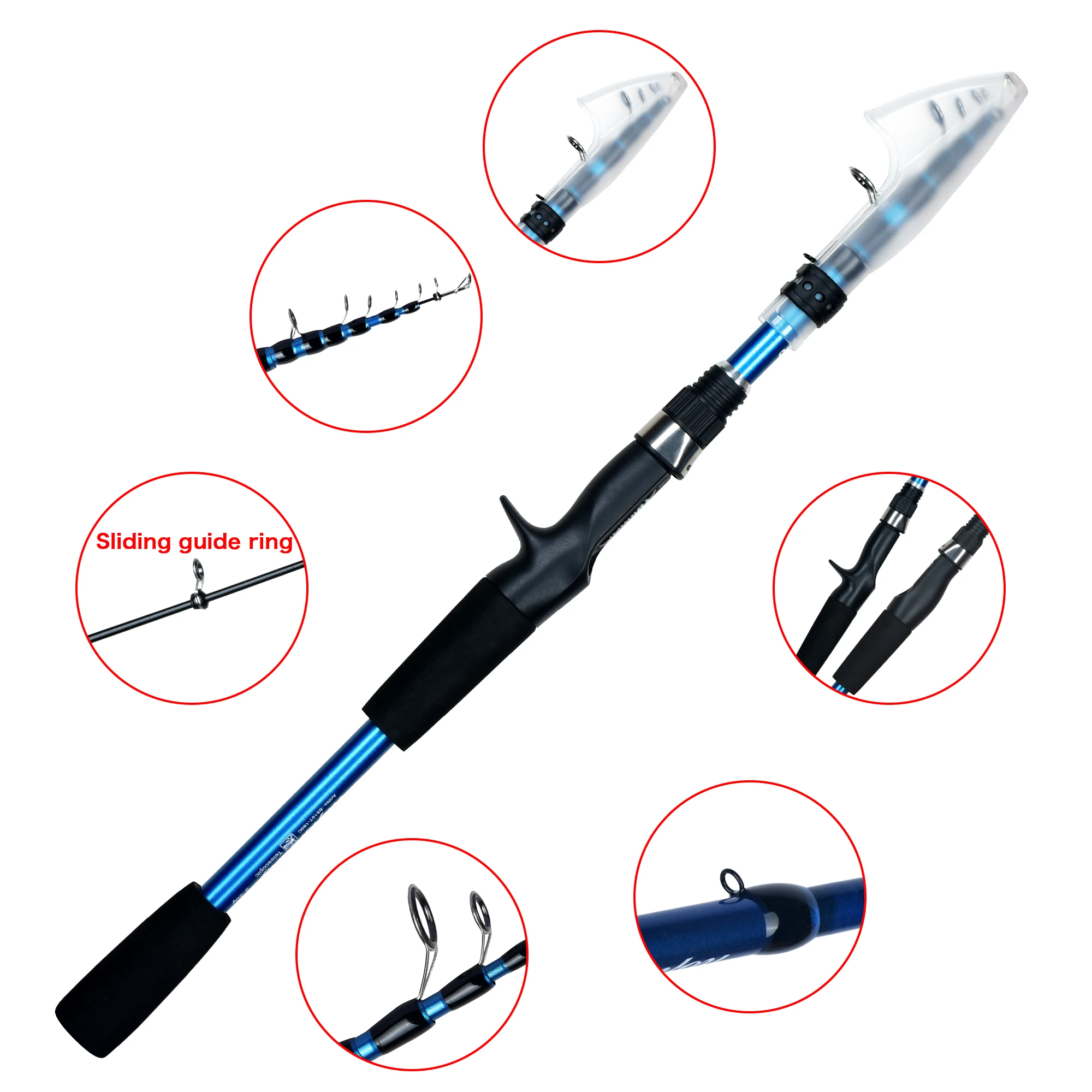 BIUTIFU-Mini caña de pescar telescópica giratoria, 1,8/2,1/2,4 m, para viajes, 3-30g, señuelo de carbono ultraligero, caña para trucha - imagen 4
