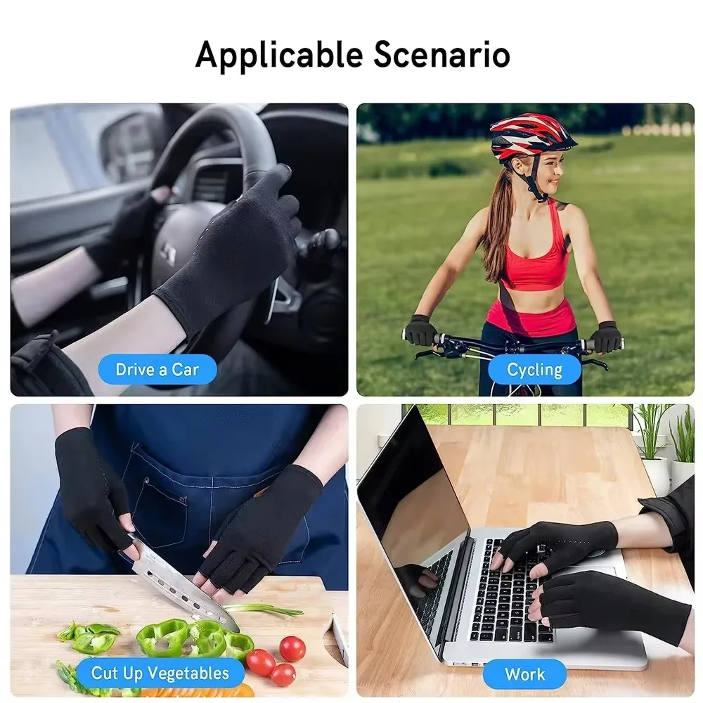 Guantes de compresión sin dedos, soporte para articulaciones de compresión antiartritis, manoplas con pantalla táctil, alivio del dolor de manos elástico