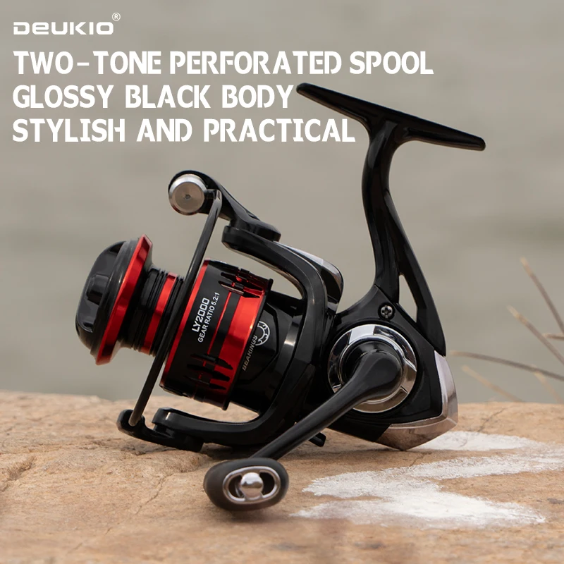 DEUKIO nuevo carrete de pesca Drag Power 6KG 5,2: 1 carretes giratorios carrete de Metal carretilhas de pesca carrete para accesorios de pesca Peche