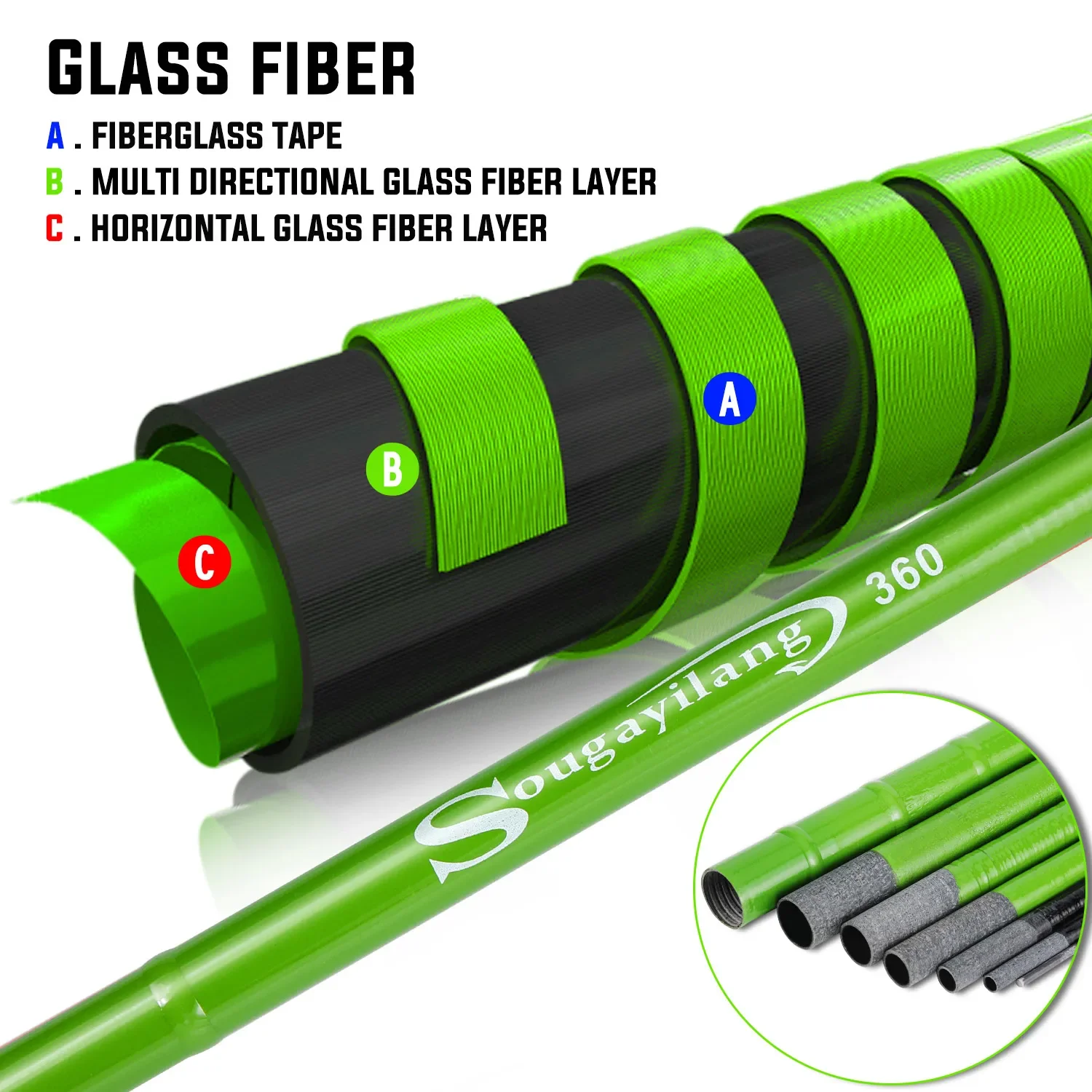 Caña de pescar de carpa Sougayilang, 2,7/3,6/4,5/5,4 M, fibra de carbono dura, caña telescópica ultraligera portátil, arrastre máximo de 5Kg, herramientas de pesca - imagen 5