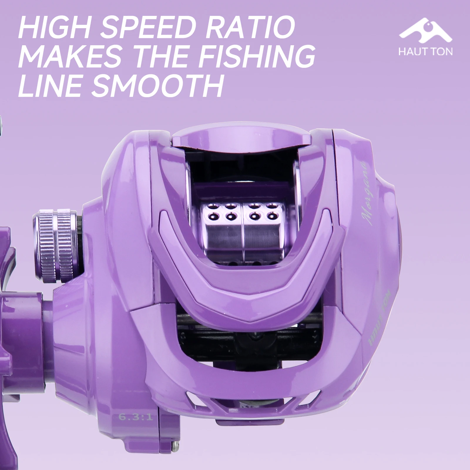 Carrete de pesca Baitcaster PURPLE MG150S/200M, arrastre máximo de 5kg, relación de engranaje de alta velocidad 6,3: 1, carrete de Metal CNC, rodamiento de Metal - imagen 3