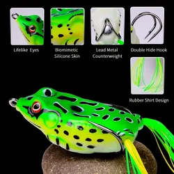 Kit Señuelos Topwater Wobblers Popping Tipo Rana para Lubina