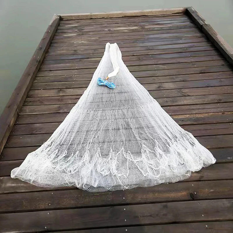 Lawaia red tradicional de fundición a mano, red de pesca colgante de acero trenzado de nailon blanco, malla inferior, trampa para peces de bolsillo