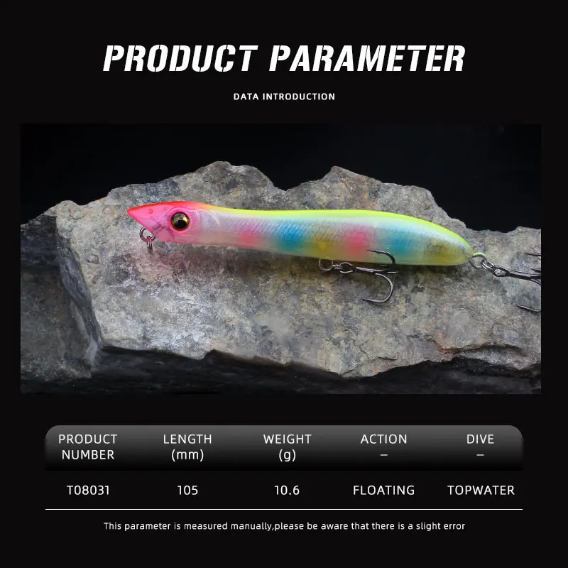 MAGIC WORKS-señuelo de pesca con superficie de lápiz, 105mm, 10,6g, para caminar al perro, Topwater, Wobbler, Popper flotante, cebos duros, señuelos artificiales - imagen 3