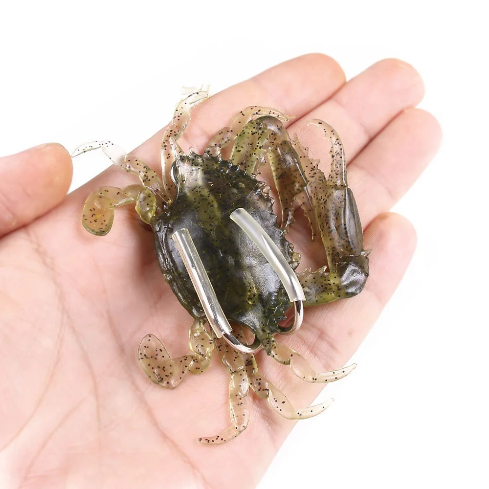 ALASICKA 8/10CM cangrejo biónico cebo suave de silicona Artificial señuelo de pesca realista pez de agua dulce Jig cabeza cebo para aparejos de pesca - imagen 5