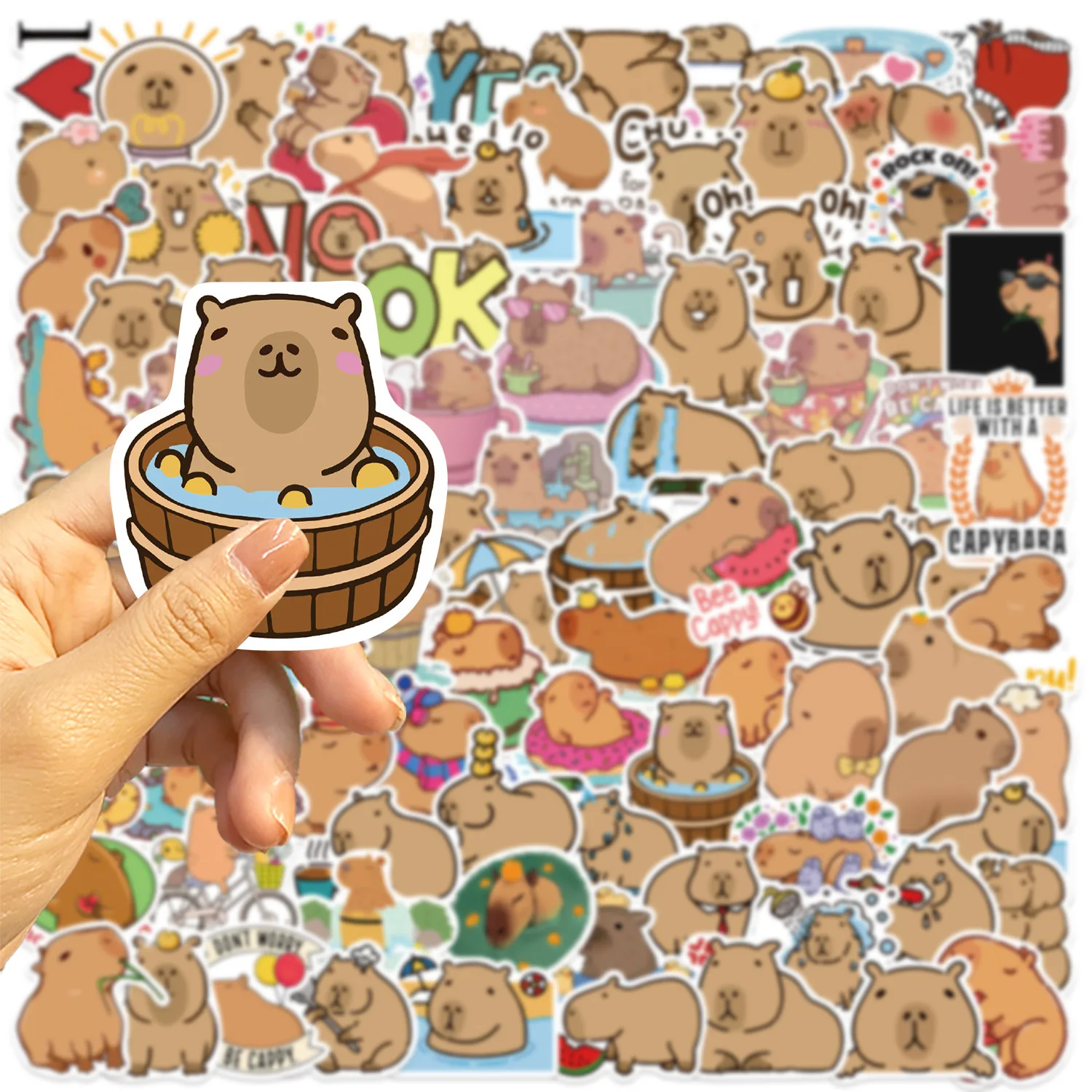 50/100PCS Leuke Capibara Dieren Cartoon Graffiti Stickers Telefoon Gitaar Laptop Notebook Koffer Cup Waterdichte Sticker Kinderen Speelgoed - imagen 5