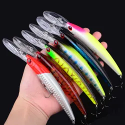 Señuelo de pesca Jerkbait Wobbler, pececillo de fundición larga para lubina, perca, carpa, Lucio, 6 uds.