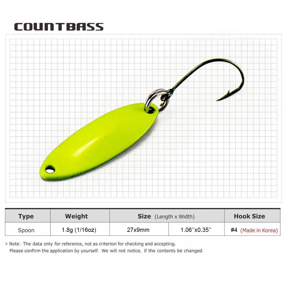 Countbass 1/16oz 1,8g cuchara de latón fundido salmón trucha Lucio lubina Señuelos de pesca aparejos - imagen 2