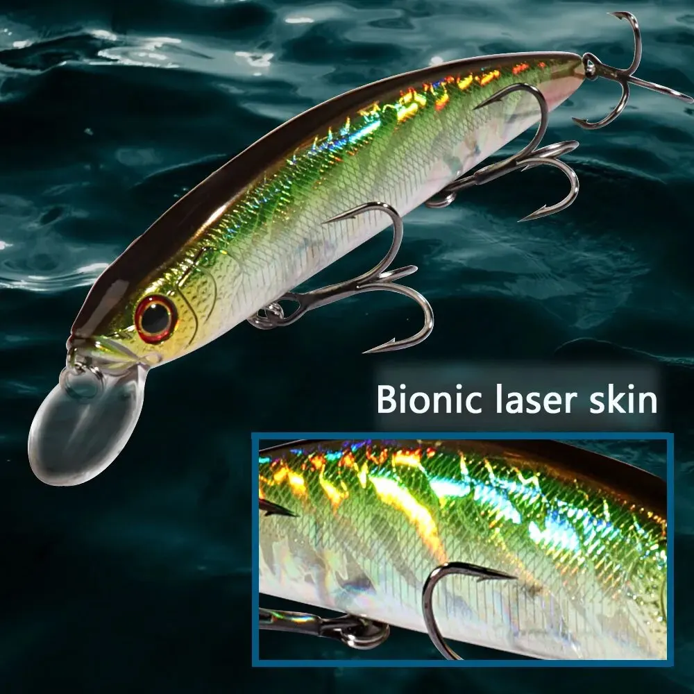 Suspensión Minnow 14cm 24g señuelo de Pesca sistema de peso de agua superior Pesca dura anzuelos triples fuertes Wobbler Jerkbait Swimbait cebo - imagen 5