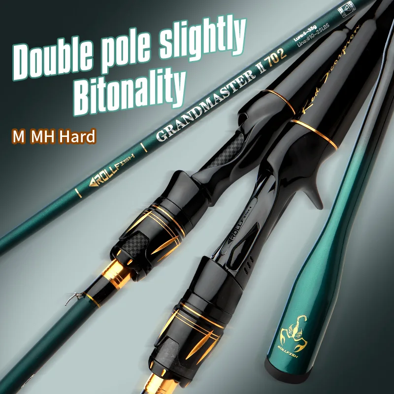 ROLLFISH-caña de pescar con señuelo giratorio/fundido, 2 puntas, caña de pescar de fibra de carbono de 1,8-2,7 M para pesca de lubina de agua dulce y salada - imagen 5