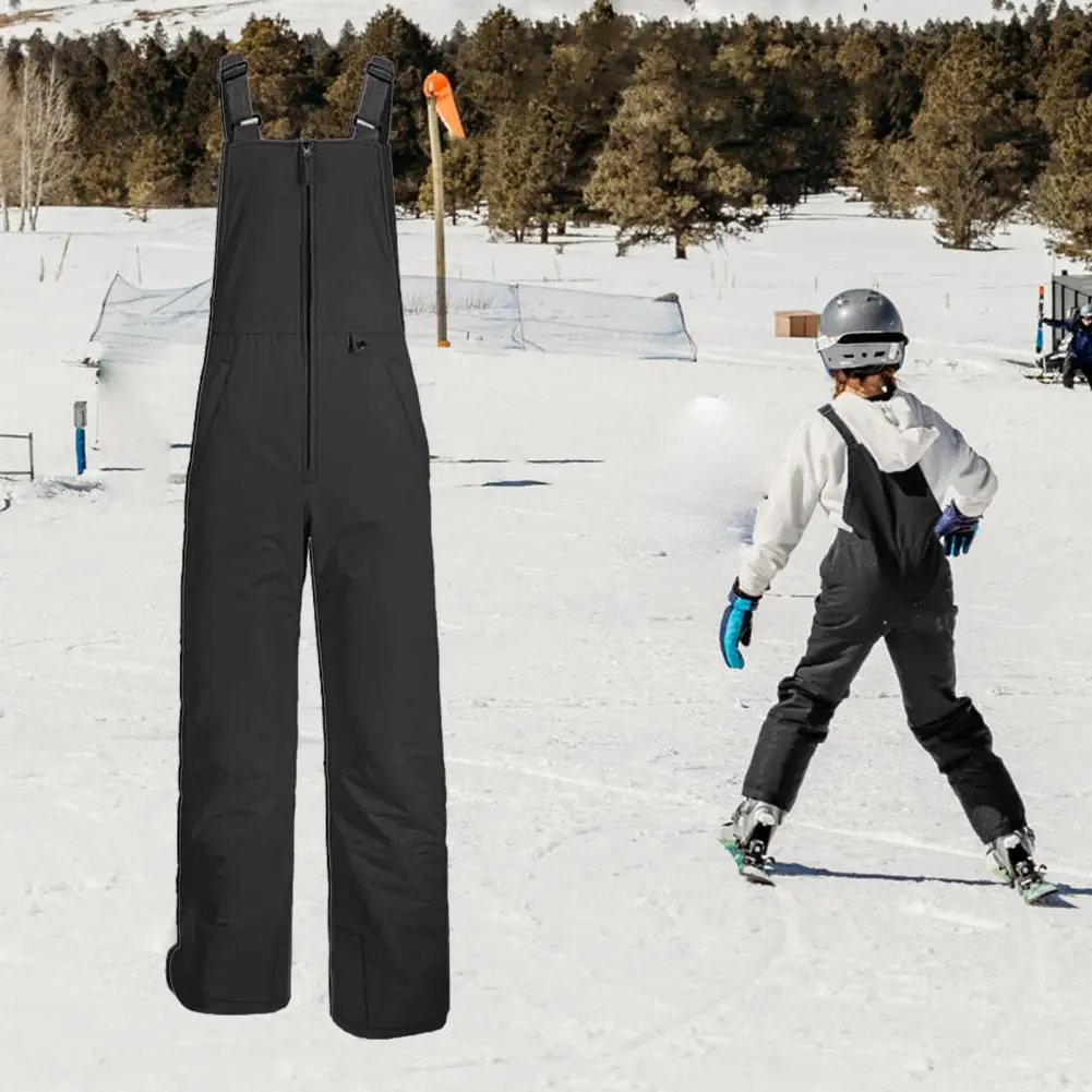 Mono para deportes de nieve con cremallera frontal, impermeable, correa ajustable para el hombro, térmico, resistente al viento, sin mangas, bolsillos, mono para exteriores - imagen 5