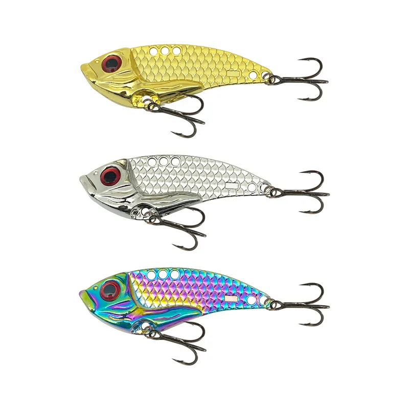 Juego de 3 señuelos JOOYOO VIB de color aleatorio, cebo duro de acero al carbono, colores mezclados, para lubina, trucha, bagre, pargo, caballa - imagen 4