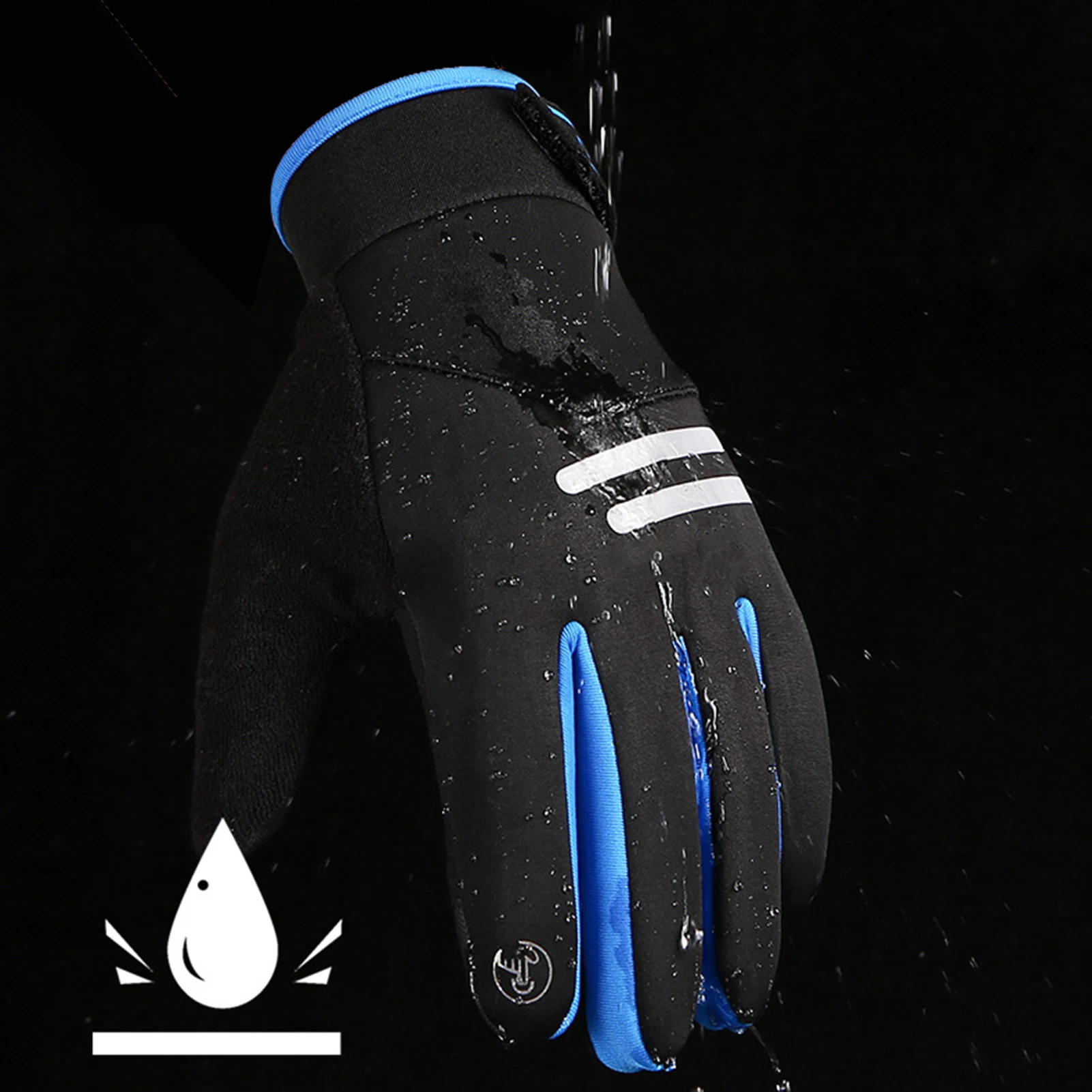 Guantes de pesca de invierno para hombres y mujeres, guantes deportivos impermeables para pesca, ciclismo, Camping, manoplas gruesas de felpa con pantalla táctil - imagen 3