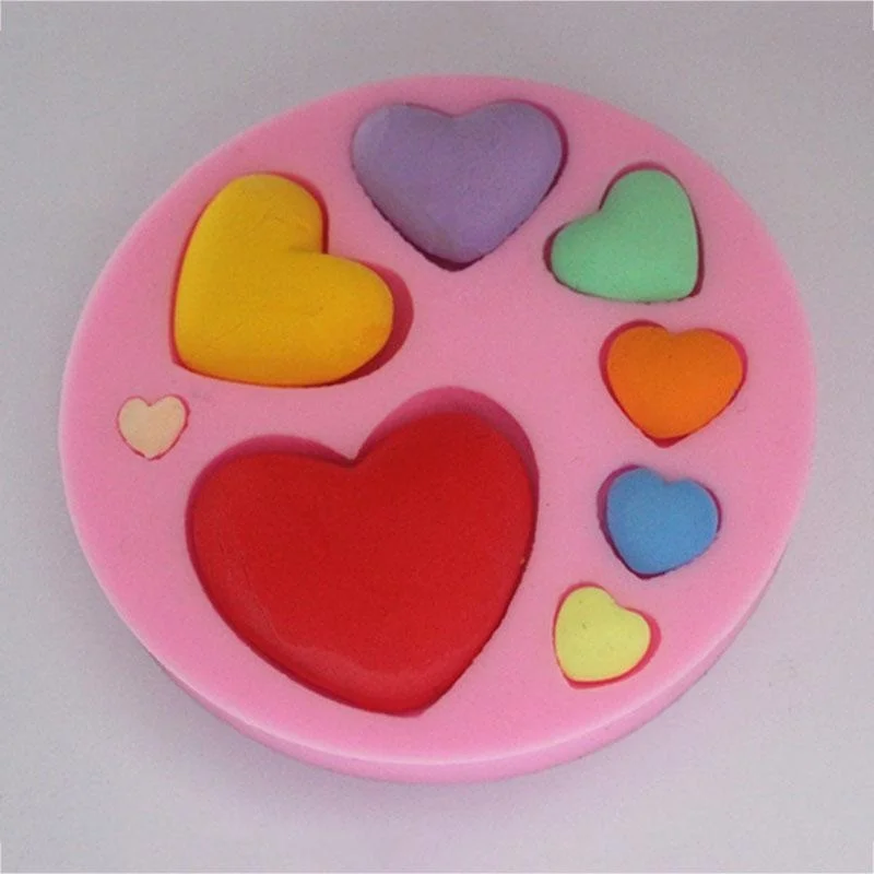 Molde de silicona para Fondant con forma de corazón amoroso, herramienta de decoración de pasteles, pasta de caramelo de Chocolate, corazón dulce colorido, DIY - imagen 5
