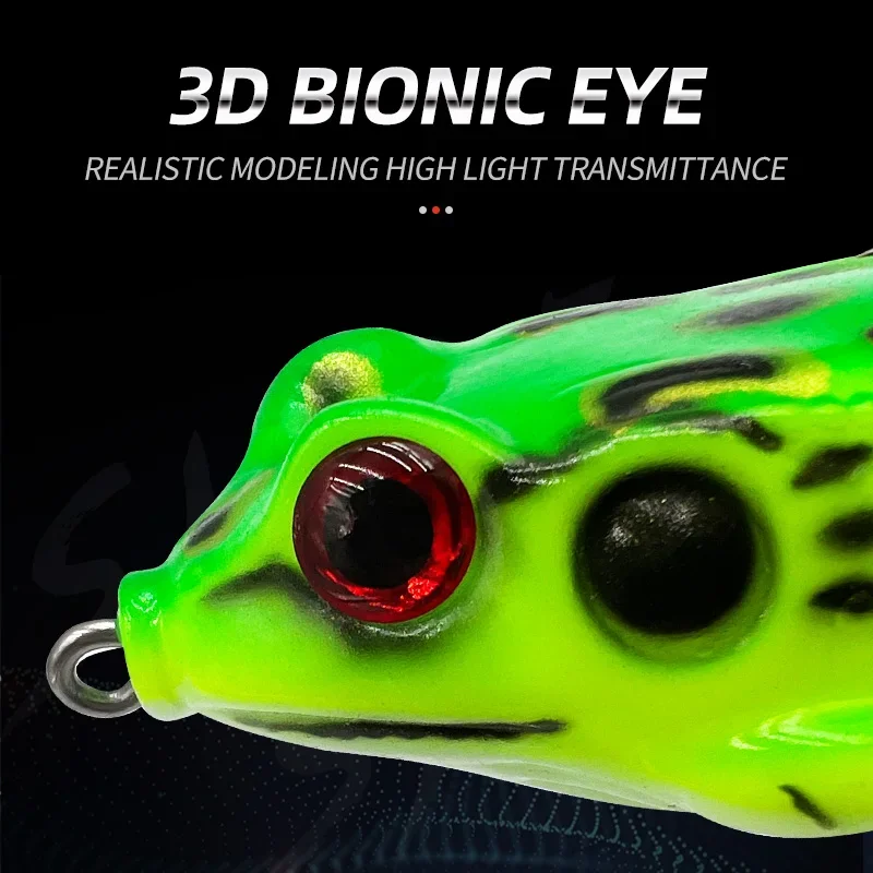 6 unids/set 7cm cebo en forma de rana cebo Artificial biomimético de goma con ojos realistas 3D accesorios de pesca - imagen 5