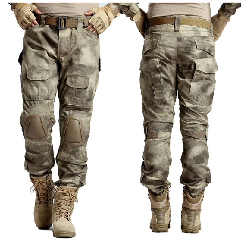 Pantalones de escalada, pantalones de camuflaje para exteriores, pantalones tácticos, tela de caza, pantalones de senderismo, pantalones Cargo de combate de Paintball + rodillera resistente al desgaste - imagen 3