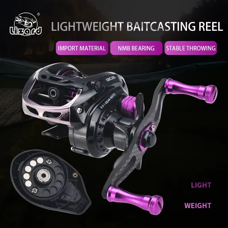 Lizard Shallow Metal Spool, carrete baitcasting, mango carbono