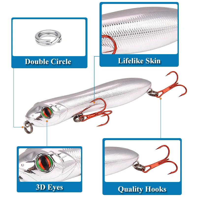 Señuelo Popper flotante tipo lápiz – Artificial para carpa de superficie - imagen 5