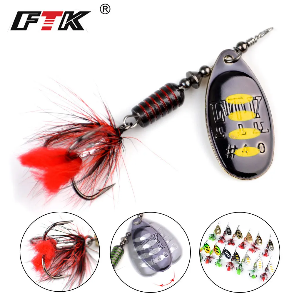 FTK-señuelo de pesca Artificial, cuchara giratoria, Crankbaits, Wobblers, Lucio, Kit de ganchillo, 7,5g, 12g, 17,5g - imagen 5