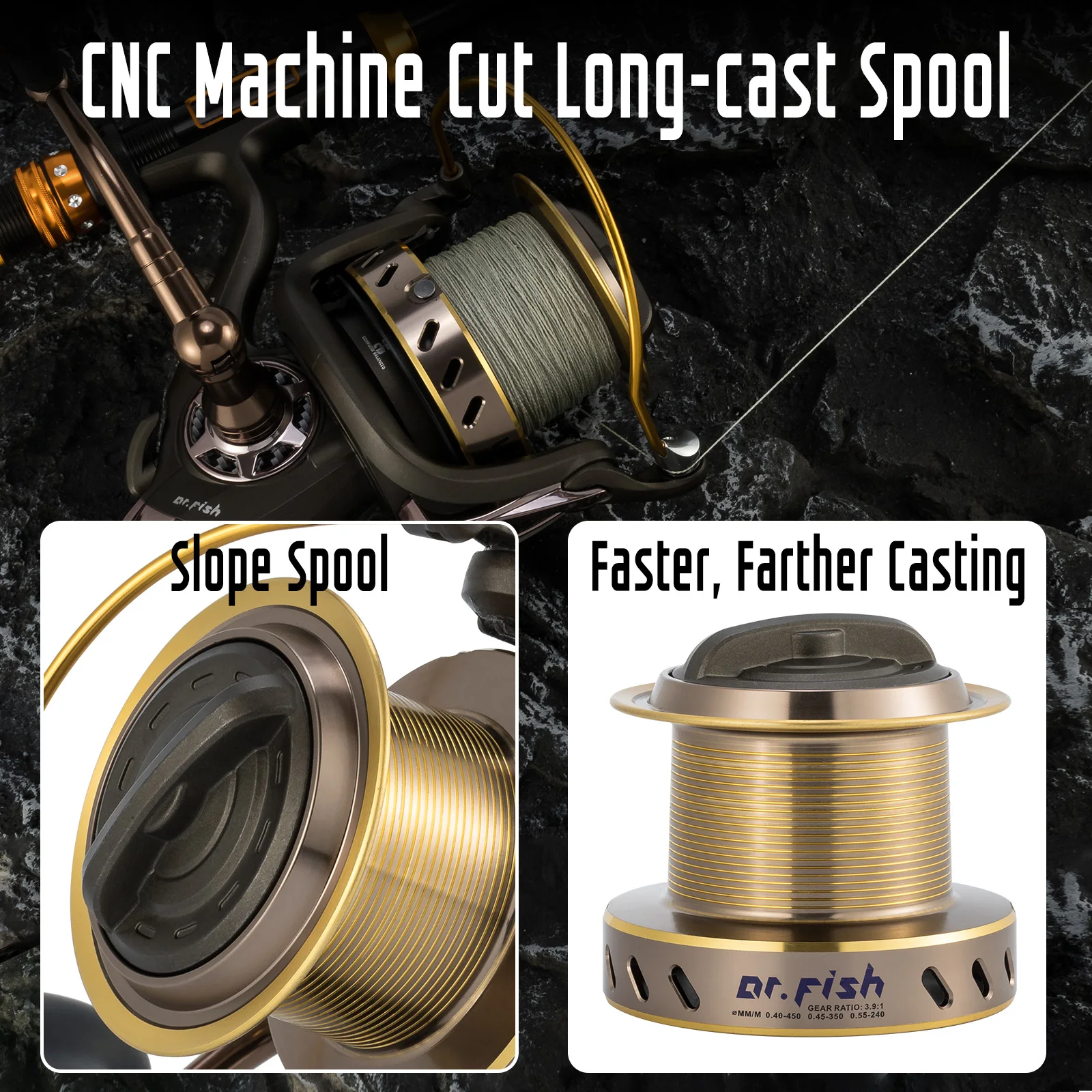 Carrete de pesca giratorio 13 + 1BB, arrastre máximo de 48lb, pesca de Surf de agua salada, fundición larga, Ultra alta capacidad, carrete de juego grande en alta mar - imagen 3