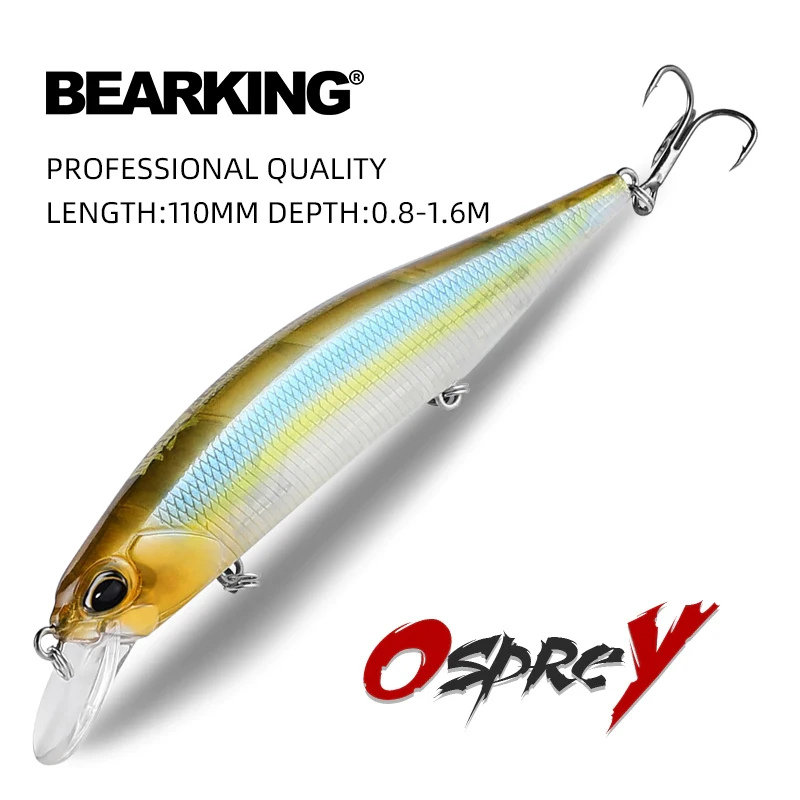 BEARKING 11cm 17g Depth0.8-1.6m modelo caliente Señuelos de pesca cebo duro 10 colores para elegir Minnow calidad profesional Minnow