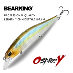 BEARKING 11cm 17g Depth0.8-1.6m modelo caliente Señuelos de pesca cebo duro 10 colores para elegir Minnow calidad profesional Minnow