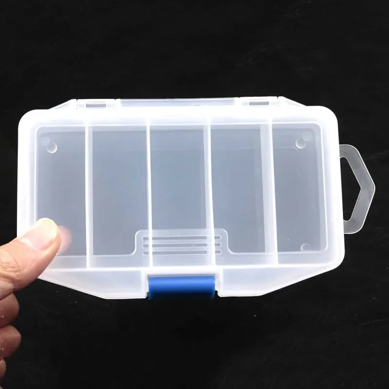 Caja de aparejos de pesca de plástico transparente y Visible, 5 compartimentos de alta calidad, caja de almacenamiento de señuelos de pesca, herramienta para peces - imagen 4