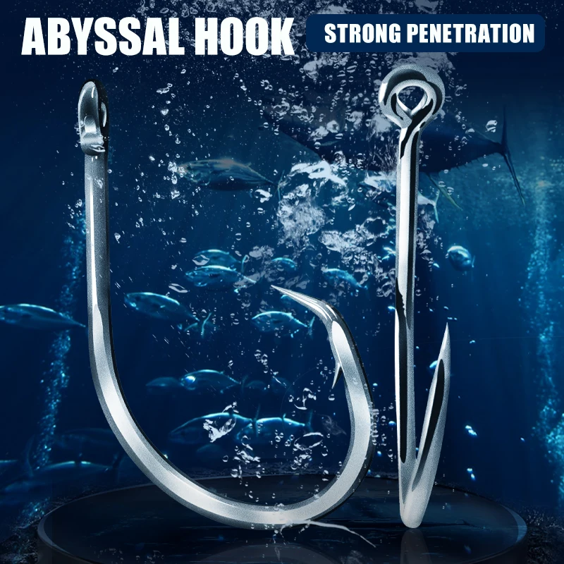 ZYZ-anzuelo circular de pesca de mar, 6 ~ 10 unids/bolsa, anzuelos de aguas profundas de acero rico en carbono, anzuelos de pesca para barcos, aparejos de anzuelos de atún - imagen 2