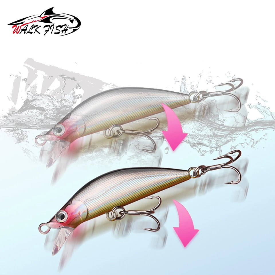 WALK FISH-señuelo de pesca de pececillos, cebo duro Artificial de fundición larga, 5,5 cm, 5g, Wobblers para Char, trucha, lubina, Lucio - imagen 4