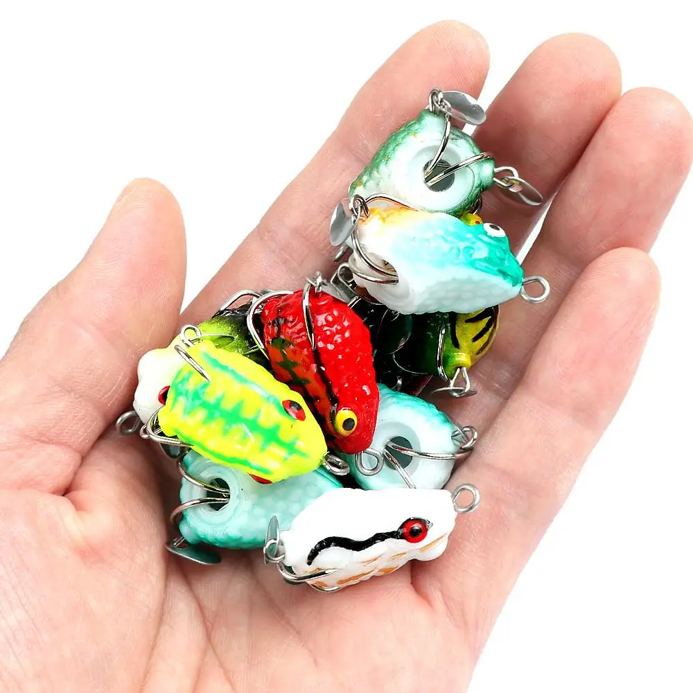 Pesca 2,5 cm/2,5g señuelo de rana suave Mini señuelo suave anzuelos dobles cebo Artificial de rana de rayos TopWater - imagen 4